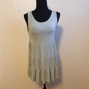 Sz SZenana tiered tank dress with a round neck line knit stretch Sage NWOT